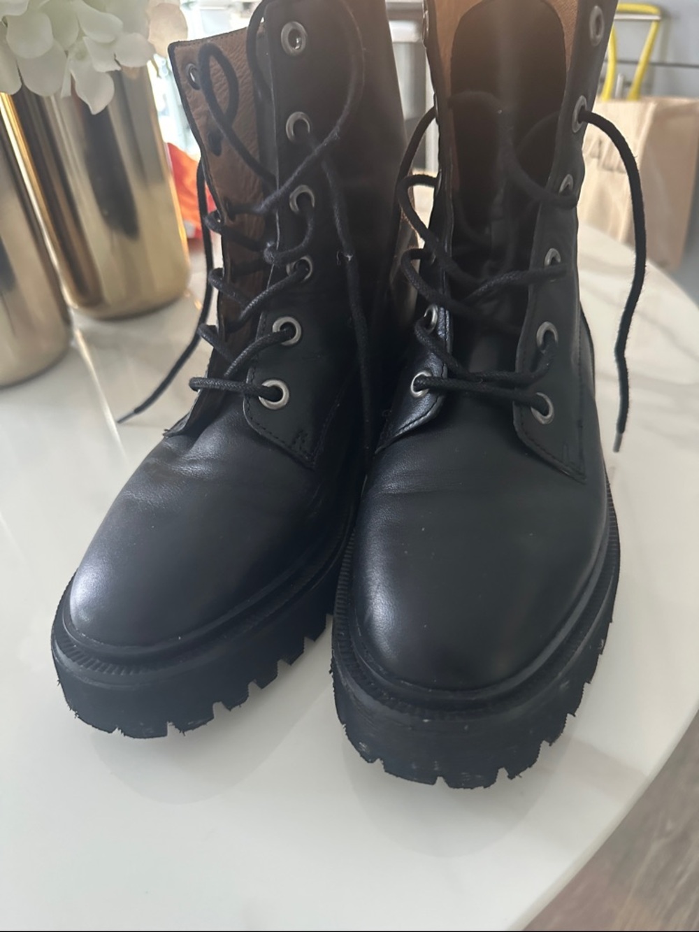 Madewell Black Lace-Up Combat Boots Size 7.5